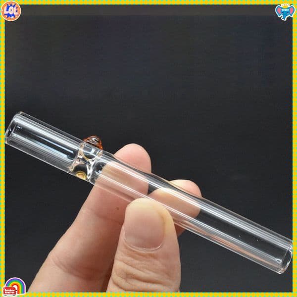 Wholesale colorful one hitter Pipes 86mm straight glass pipe Smoking Tobacco Cigarette Bat Hitter Pipes Clear Straw Tube Cigarette Filter Tips Steamroller