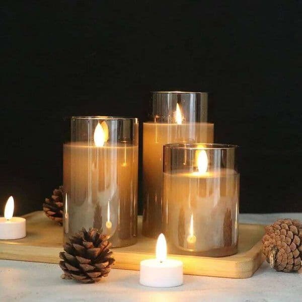 Glass Led LED Candles With Remote Control Flickering Flame Electronic Candlelight Wedding Christmas Decoration Lamp Candlestick XJ260305