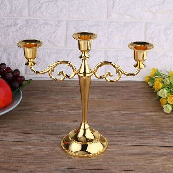 3 Arms Metal Candle Holder European Style Candelabra Wedding Candlestick Home Decor Gold and silver XJ260305