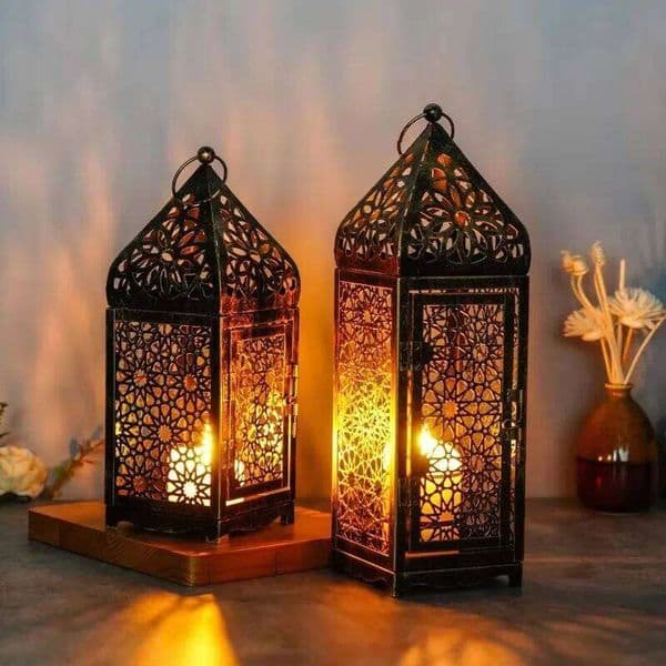 Arabian Style Metal Wind Light Vintage Lantern Home Decor Middle Eastern Inspired Holder Accessory Gift Idea No Candle Included XJ260305