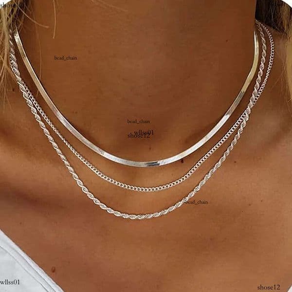 Designer Herringbone Necklace Women,Dainty 14k Plated Snake Necklace, Simple Gold Layered Necklaces,Gold Jewelry Gift for Women