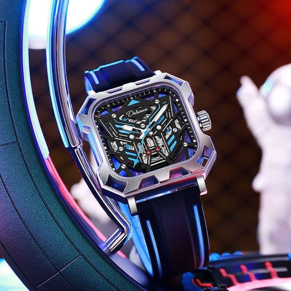 Authentic fully automatic mechanical watch, new concept, fully transparent diamond shaped waterproof, strong luminous, fashionable and trendy men's watch