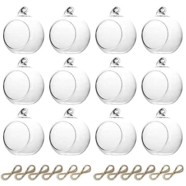 6/12Pcs Hanging Glass Tealight Globe Candle Holder Plant Terrarium Micro Landscape Container Flower Pots Home Wedding Party Deco XJ260305