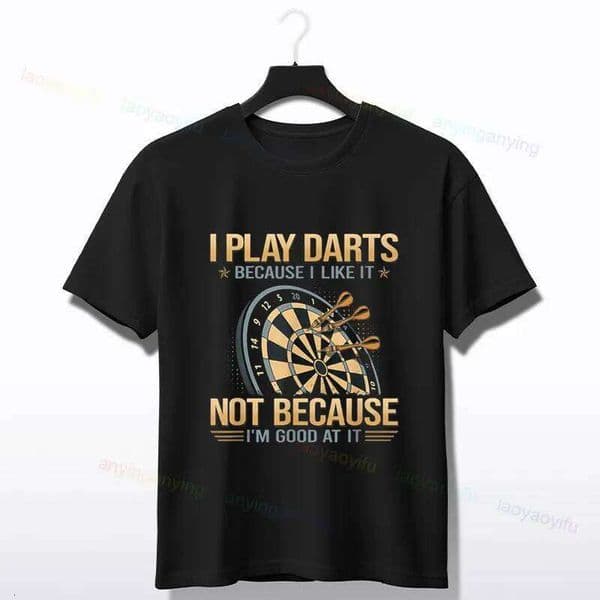 Men's "I Play Darts I Like It Not Because I'm Good At It" Graphic T-Shirt Short-sleeve Pure Cotton Tshirt Casual Wear L260306