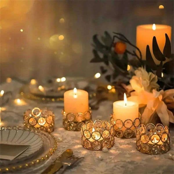 1/2PC Crystal Tealight Holders Glass Desktop Candle Holder Ornament Home Table Bedroom Wedding Party Decor Creative Gifts XJ260305