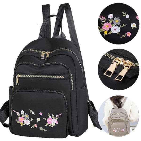 Womens fashion Oxford cloth double shoulder bag with embroidery and adjustable crossbody strap260228