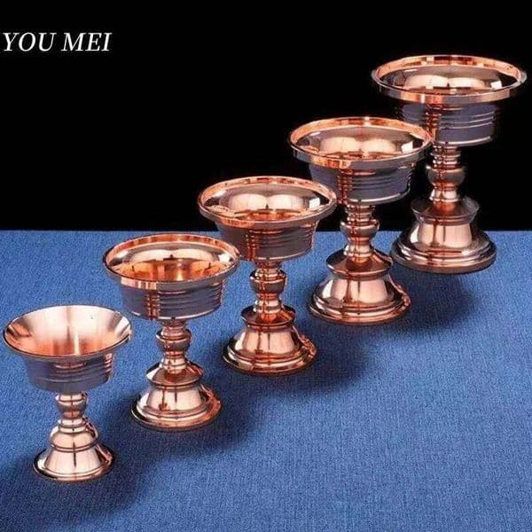 Buddhism Candlestick Holder,Luster Red Copper Altars Cup,Eternal Ghee Floating Holy Candle Lamp,Tibetan Buddhist item XJ260305