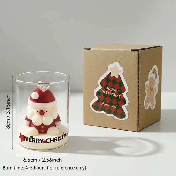 Christmas Scented Glass Cup Soy Wax Santa Tree Snowman Reindeer Gift Home Decoration Holiday Aromatherapy Candle L260601 8eb