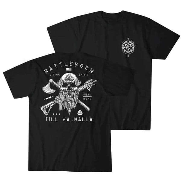 Til Valhalla Warrior Spirit Battleborn Military Grunt Tactics T-Shirt 100% Cotton O-Neck Short Sleeve Casual Mens T-shirt L260306