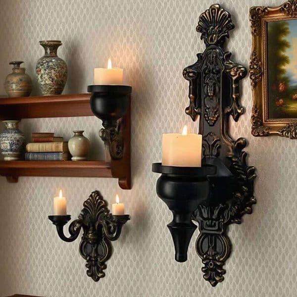 2PCS Nordic Cast Iron Candle Holder Wall Mounted Rustic Candelabra Minimalist Home Decor Vintage Hanging Tealight Stand XJ260305
