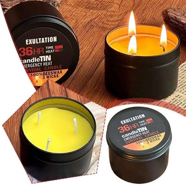 Emergency 36 Hour 3 Wick Long Lasting Beeswax Survival Candle with Aroma for Home Camping Fishing L260601