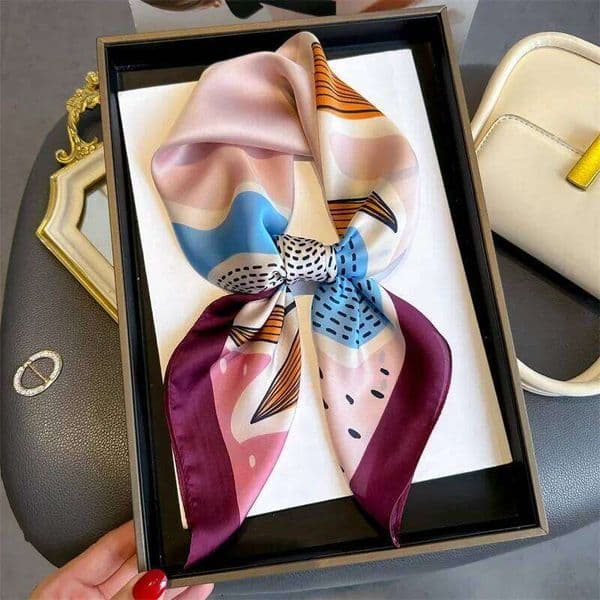 Women Imitation Silk Scarf Square Hairbands Foulard Female Floral Neckerchief Bandana Scarves Lady Small Hijab 70*70cm 26H0306