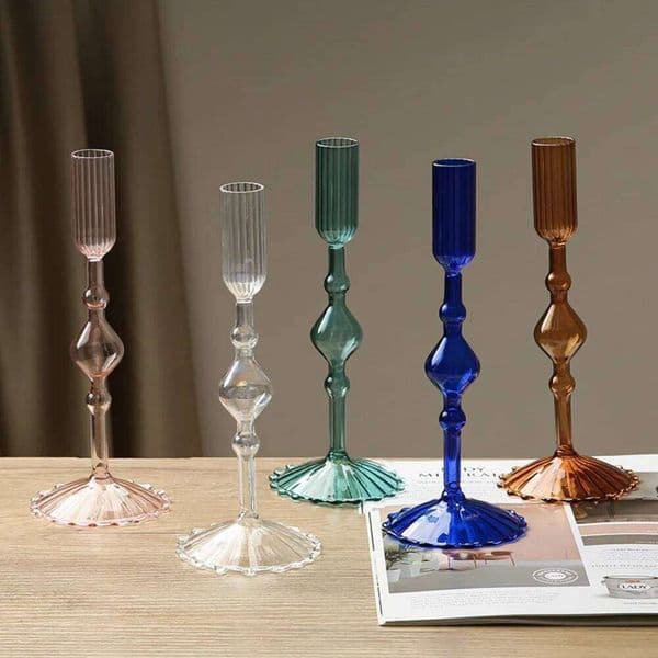 Creative Glass Candle Holder Romantic Candlelight Dinner Candlestick Living Room Dining Table Decoration Wedding Party Decor XJ260305