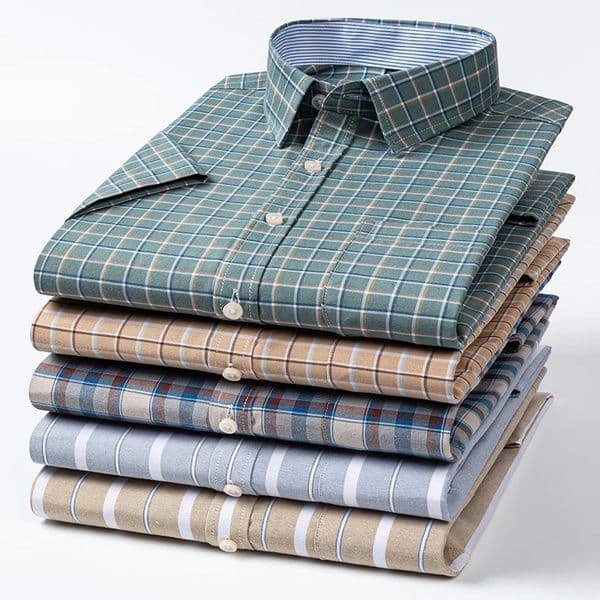 Quality Men Social Shirt Short Sleeve 100 Pure Cotton Oxford Soft Buttoned Plaid Formal Male Clothes Oversized Shirt S-7XL 260305