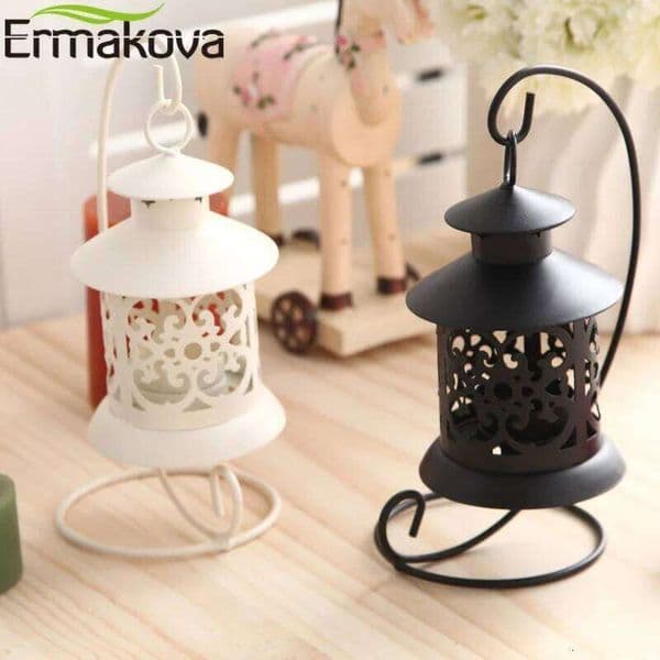 ERMAKOVA Candlestick Vintage Metal European Holder Articles Hanging Lantern with Candle Stand Wedding Home Decoration XJ260305