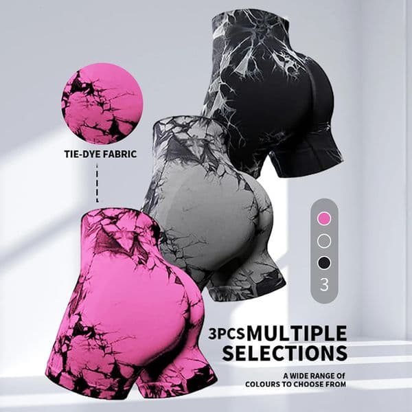 3Piece Tie Dye Workout Shorts For Women Scrunch Butt Lifting High Waisted Yoga Gym Seamless Booty Biker Womens Active 260305