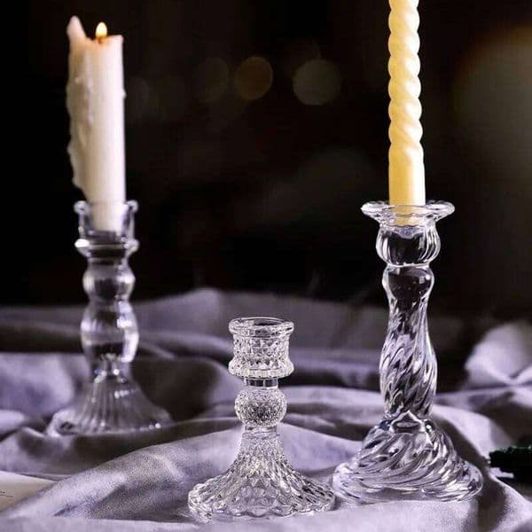 Retro Transparent Glass Candle Holders Suitable For Pillar Candles, Weddings, Holiday Parties Decoration XJ260305