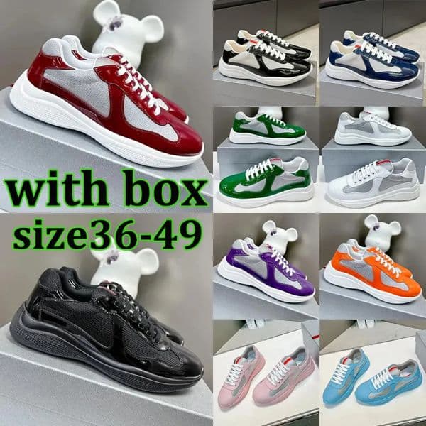 America Cup sneakers classic plat patent leather running shoes big size 49 Free shipping designer dress cups shoes for men women luxury