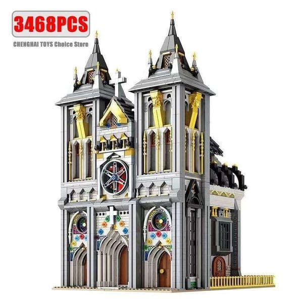 3468PCS Medieval Church Blocks European Street View Building MOC Bricks Model Desktop Decoration Toys For Children Gift Z260305