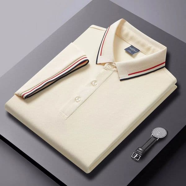 Mens POLO T-shirt Short sleeve shirt 5XL high stretch ice silk summer business casual non-ironing solid color anti-wrinkle 260304