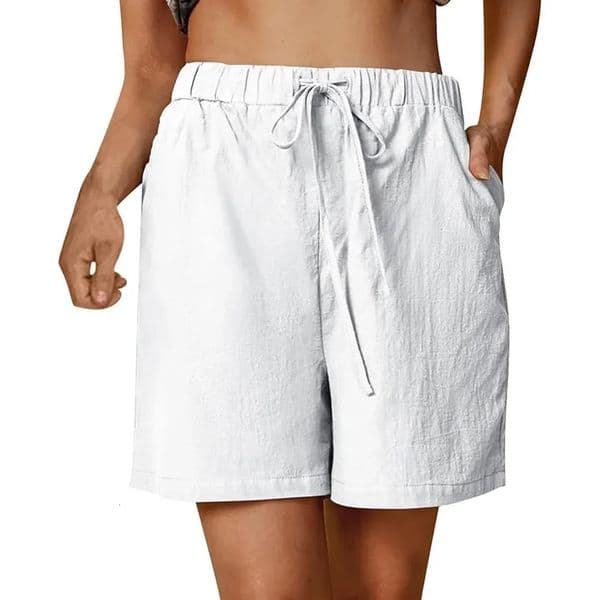 Womens Summer Casual Shorts Drawstring Solid Color Cotton Linen Short Pants Female Loose Straight Jogging Outdoor Streetwear 260306