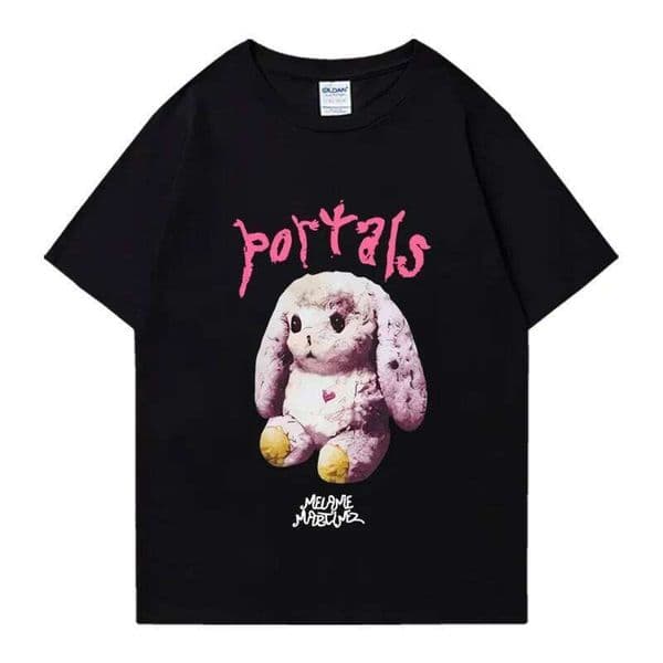 Cute Rabbit Portals Print T-shirt For Oversized Funny Short Sleeve Tees Clothing Women Melanie Martinez Fans Gift T Shirts J260306