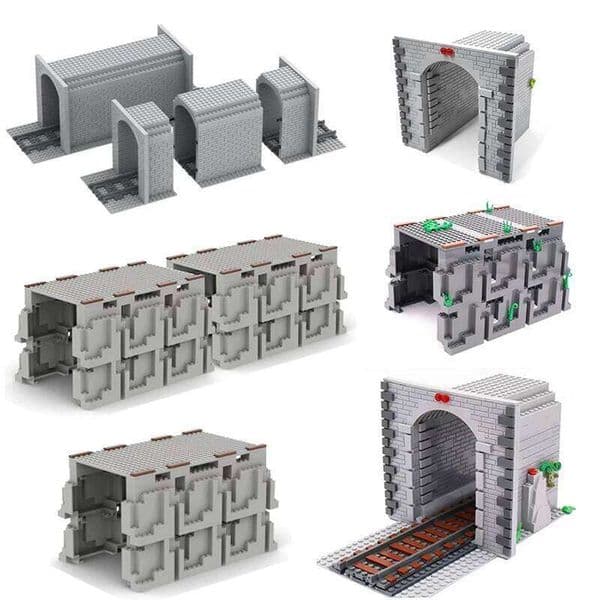 MOC Track Building Block Cave Tunnel City Scene Accessories Simulation Train Transportation Railway Brick Assembly Toys C260306