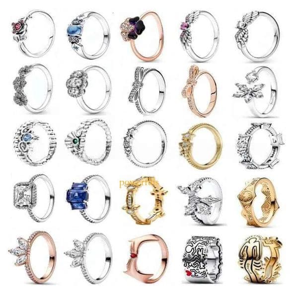 Designer Rings for Women Heart Bow 925 Silver Full Rose Gold Square Diamond Ring Women's Birthday Gift