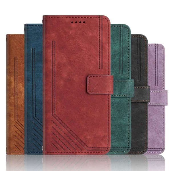 Geometric Line Art Leather Wallet Case Book For 13T 14T, Note 14 13 12 11 10 Pro 5G 14C 13C 12C 11S 9A A3 Card Cover H260305