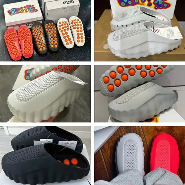 Desginer 001 slides mind 002 Soft Rubber Tech Comfortable Sandals Mules Clog Black Red Bone Light Smoke Grey Mens Womens mind001 Slippers Summer Beach Shoes