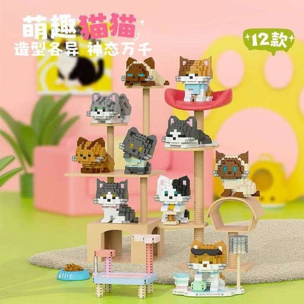 Creative Cat Dog Building Blocks Adults AnimalsToy Constructor Mini Block Children Construction Set Toy Girl Kids Game Gift C260306