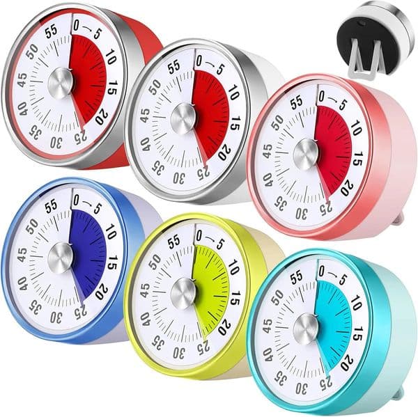 60 Minute Visual Timers Mechanical Desk Countdown Timer with Magnetic Foldable Legs Hanging Hole Alarm Kitchen for Cooking study 260304BJ