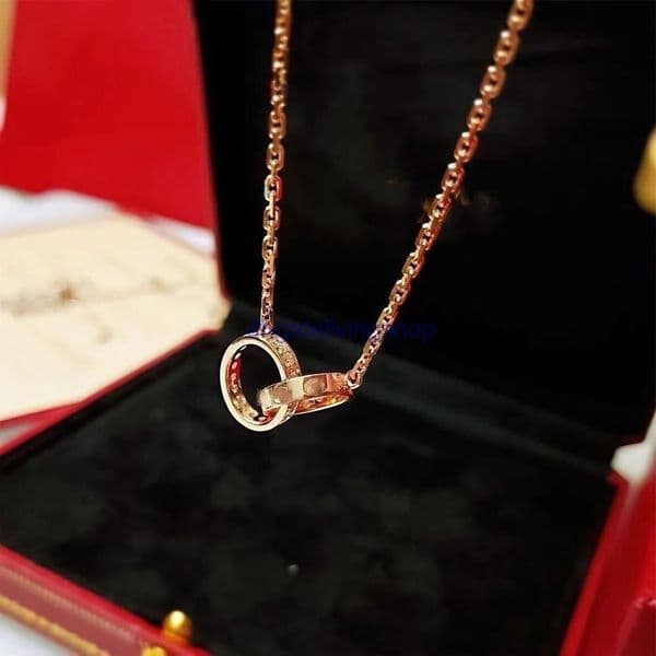 carter designer necklace Double Ring Necklace for Women Interlocking Double Circle Pendant Chain
