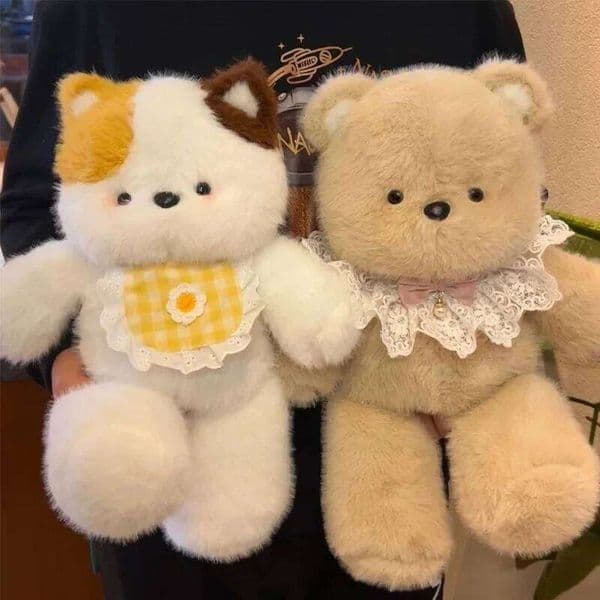 1pcs cute running bear kitten doll little wool fleece toy pillow girl birthday gift H260305