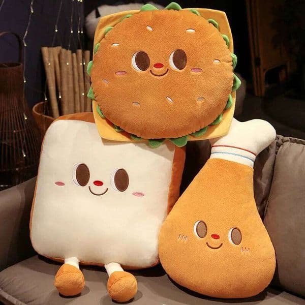 Fried Chicken Burger Toy Super Soft Filled Plush Pillow Delicious Food Toys For Kids Christmas Halloween Holiday Gifts H260305
