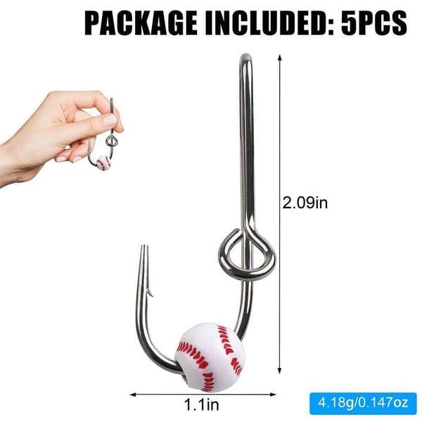 2026 new 5Pcs Pins High Carbon Steel Clip Fishing Hat Pin Hook Tie Clasp Fish and Football Bead Y260304 free shipping