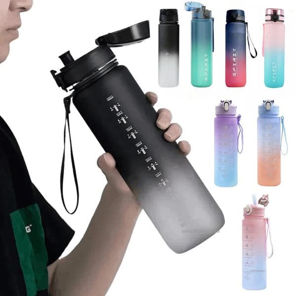500ML650ML750ML1000ML Sports Water Bottle Motivational Leak Proof Portable Reusable Plastic Cups Outdoor Travel Gym Jugs 260307