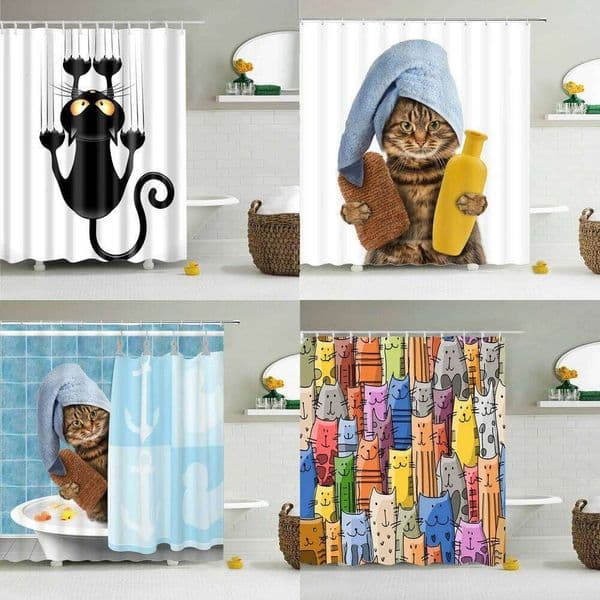 Funny Curtains Bathroom With Decor Waterproof Cat Dog 3d Bath 180*180cm Creative Personality Shower Curtain 26Y0307