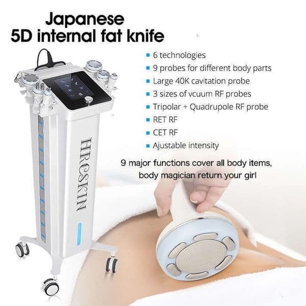 Non-Invasive 5D Internal Fat Knife 9 In 1 For Lipolytic Fat Excrescence Removal Slimming RF Vacuum Skin Firming Lymph Detox RET CET Contouring Salo