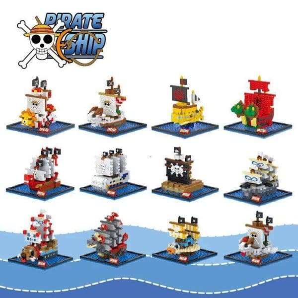 Pirate Ship Micro Building Blocks Anime Thousand Sunny Going Merry Polortang One Diamond Bricks Piece Figure Toys for Kid Gift C260306