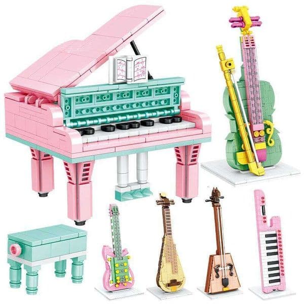Mini Musical Instrument Piano Violin Building Blocks City Friends Enlightenment Musician Educational Bricks Toys for Kids Gifts Z260305