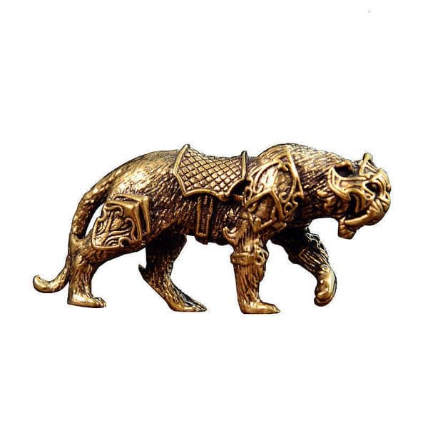 2026 new brass sabertoothed small copperware paperweight desk ornament antique bronze tea pet solid tiger handheld piece decoration s260306 toy