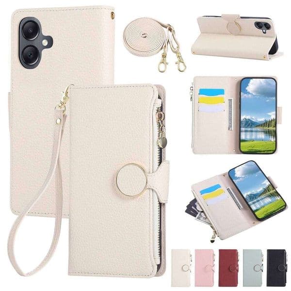 Zipper Wallet Crossbody Cover Phone Case for A36 A56 A16 A26 A06 Galaxy A05 A35 A55 A24 A34 A54 A25 A15 A14 A33 A53 A52 H260305