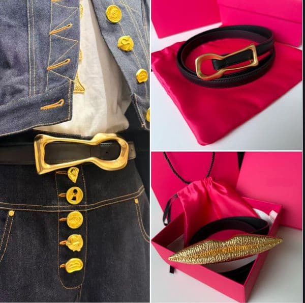 Retro Lip Texture Genuine Leather Belts Fashion Exaggerated Mouth Keyhole New Designed Schiaparelli Waist Cover Decoration Clothes Accessories
