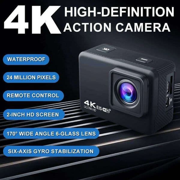 4K60FPS Action 24MP WiFi 2.0" IPS LCD 170D 30m Waterproof Helmet Video Sport Anti-Shake Camera With Remote Controller 26W0307