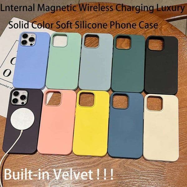 Magnetic Solid Color Liquid Silicone Phone Case For iPhone 16 14 11 12 13 15 Pro Max Mini Bumper Back Cover H260305