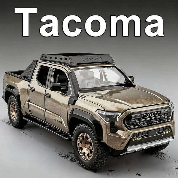 1:24 Alloy Tacoma Tundra Miniature Toys Diecast Models Car Shock Absorption Sound Light Pull Back Vehices Collecting Hobby Gifts Z260307