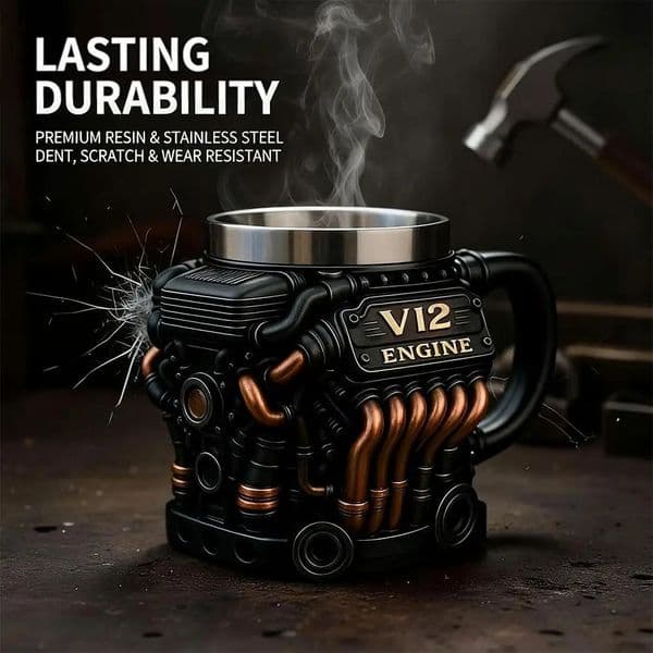2026 Engines Stainless Steel Cup Handmade V12 Coffee For Car Enthusiasts Tea Mug Home Office Unique 3D Gifts 260228