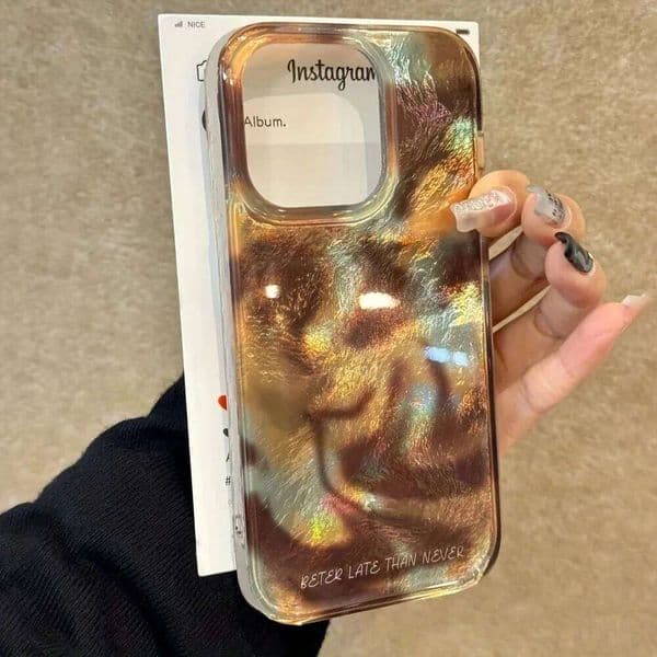 Korean Artistic Glitter Gradient Tinfoil Pattern Case for iPhone 17 16 Max 13 15 Pro 12 14 11 16e 7 8 Plus XS XR Retro Cover H260305