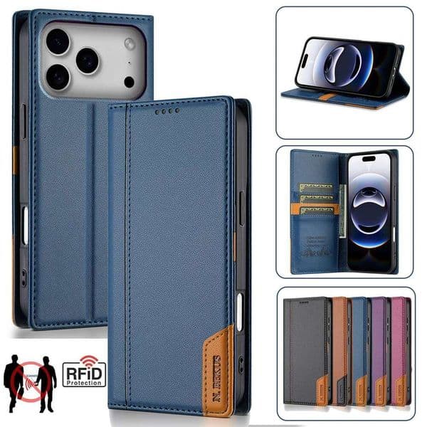 Magnetic Leather Flip Wallet Case for iPhone 17 Air 16E 16 Pro 15 14 13 12 11 XS XR Max SE 8 7 Plus Cards Bag Phone Cover H260305